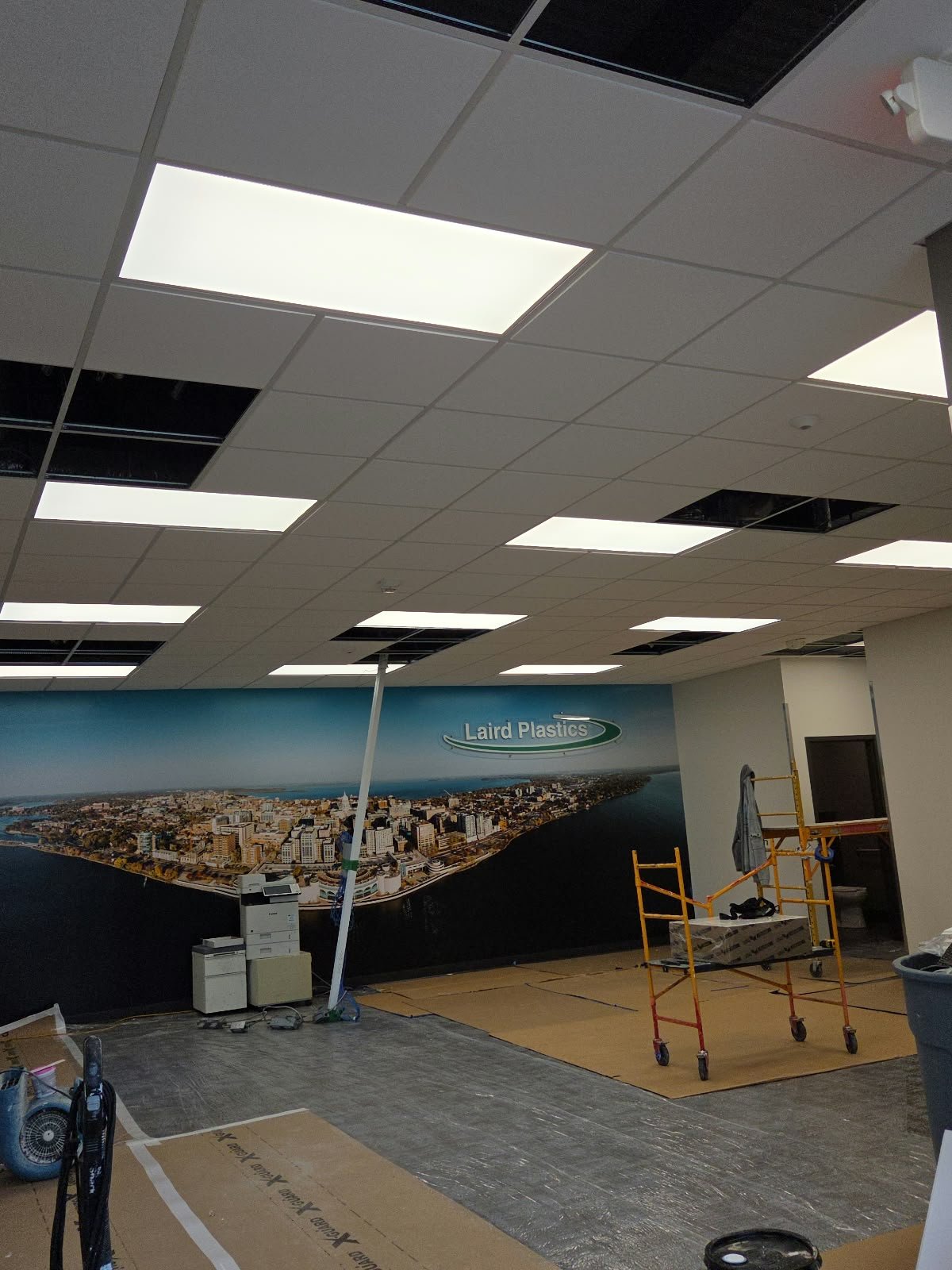 Drywall installation in a commercial space